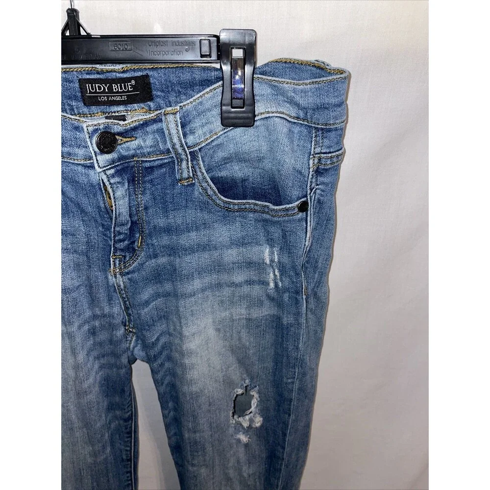 Judy Blue Women’s Skinny Jeans Size 30x32 Blue Straight Cut Distressed Hobo Boho